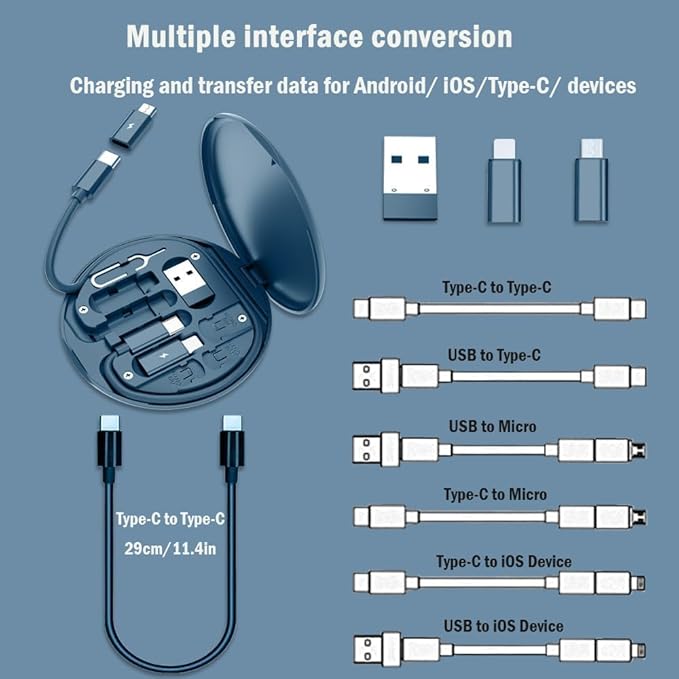 CTRL8 5-in-1 Multi-Connector Fast Charging Cable Kit showcasing multiple interface options for Android, iOS, and Type-C devices