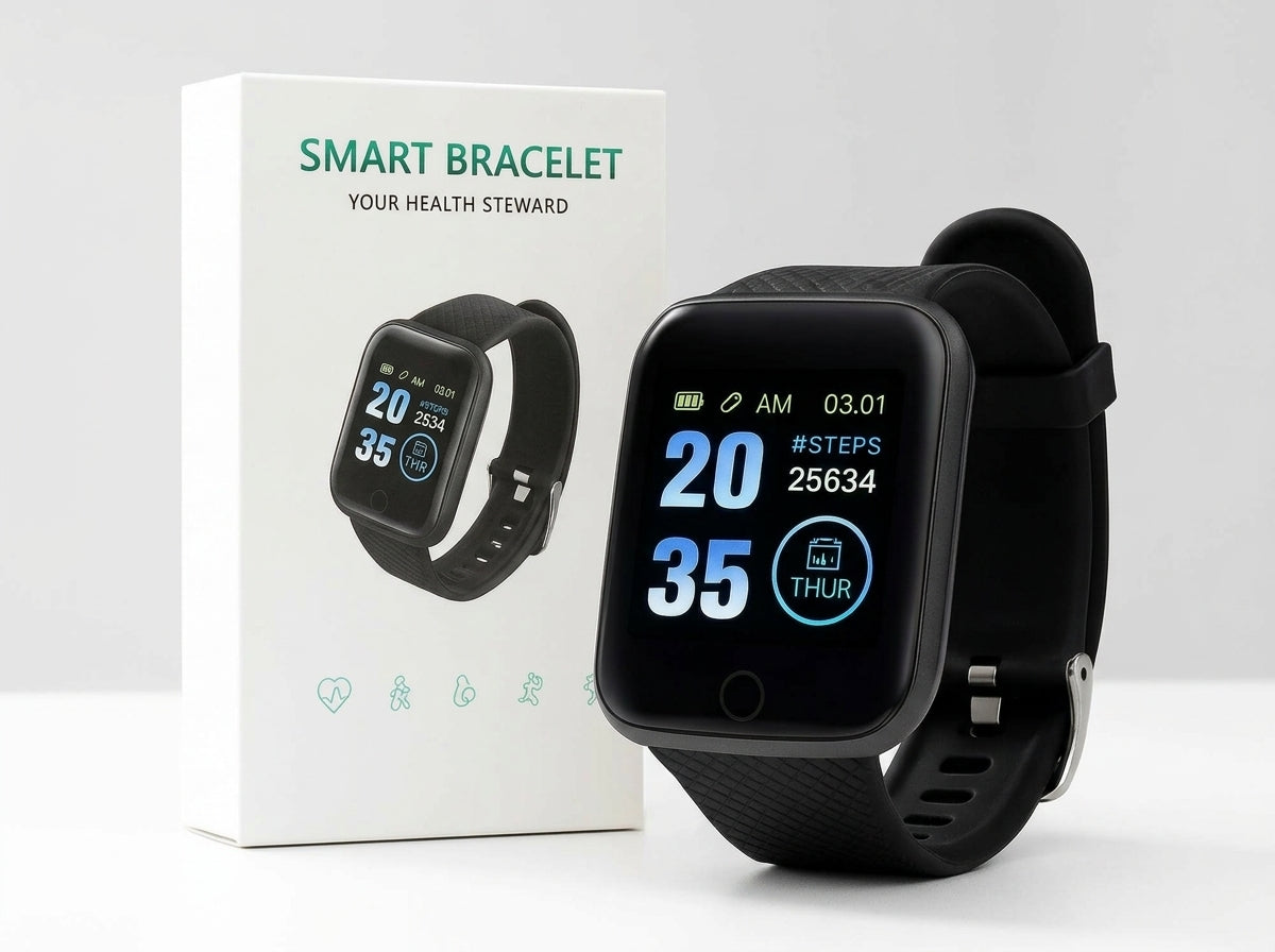 CTRL8 Smart Fitness Bracelet retail packaging box with step tracker and health monitoring features