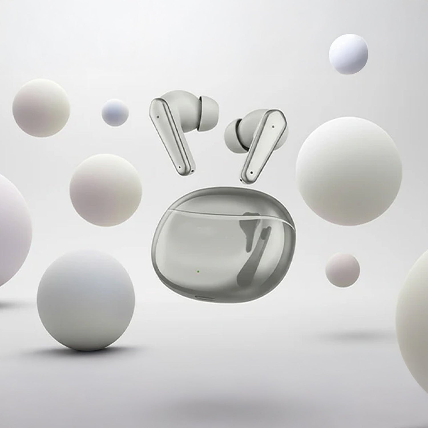 CTRL8 earbuds in an ergonomic desk setup