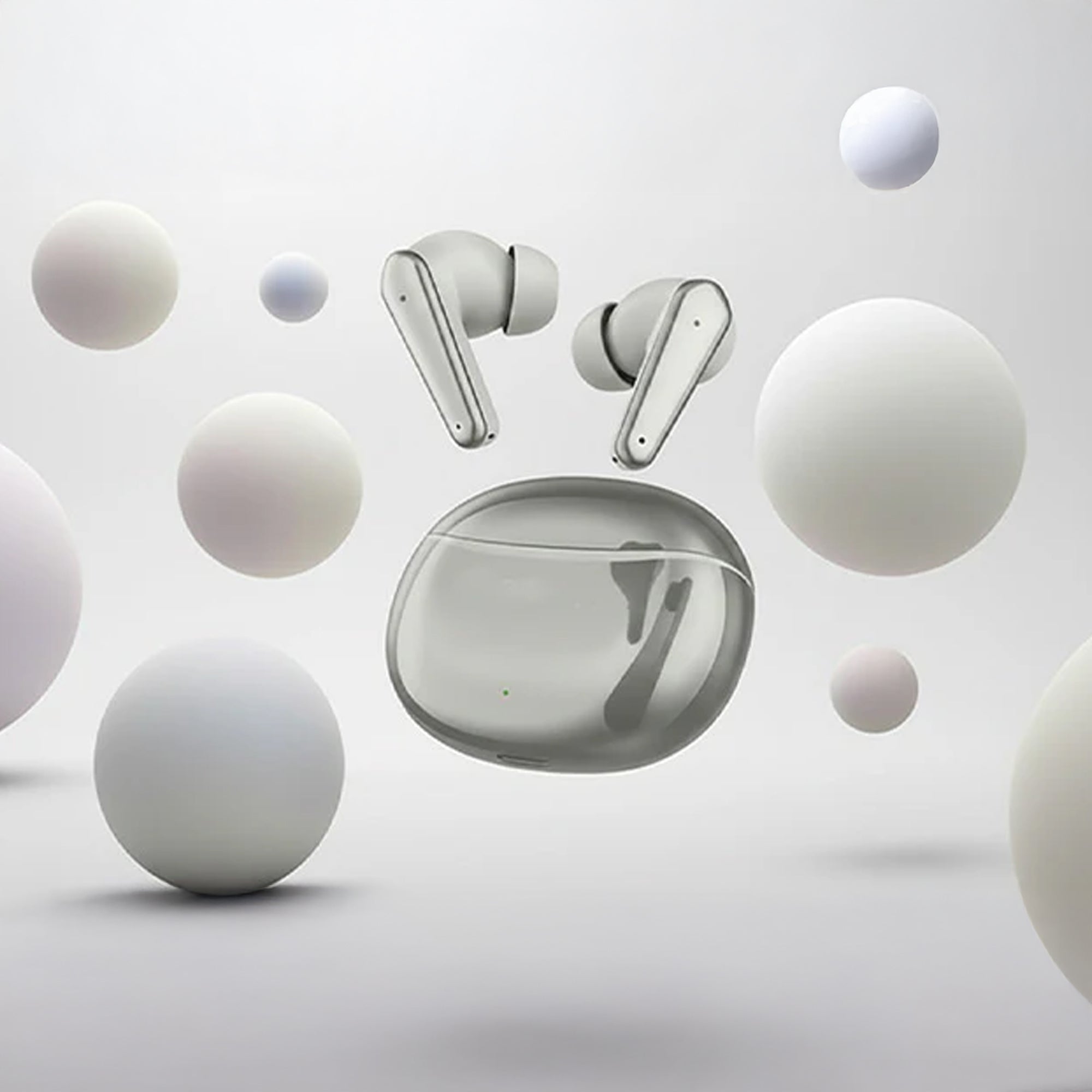 CTRL8 earbuds in an ergonomic desk setup