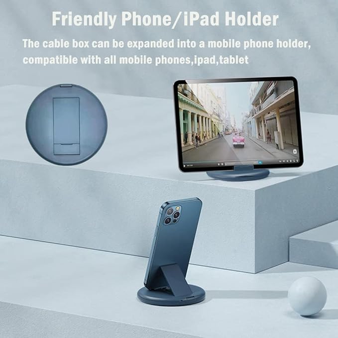CTRL8 5-in-1 Multi-Connector Fast Charging Cable Kit featuring a built-in phone and tablet holder for convenience