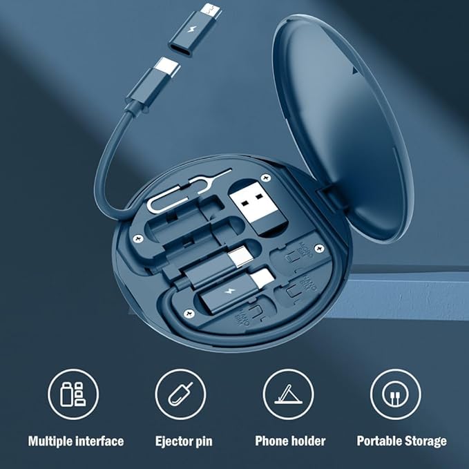 CTRL8 5-in-1 Multi-Connector Fast Charging Cable Kit featuring multiple interfaces and a portable storage case