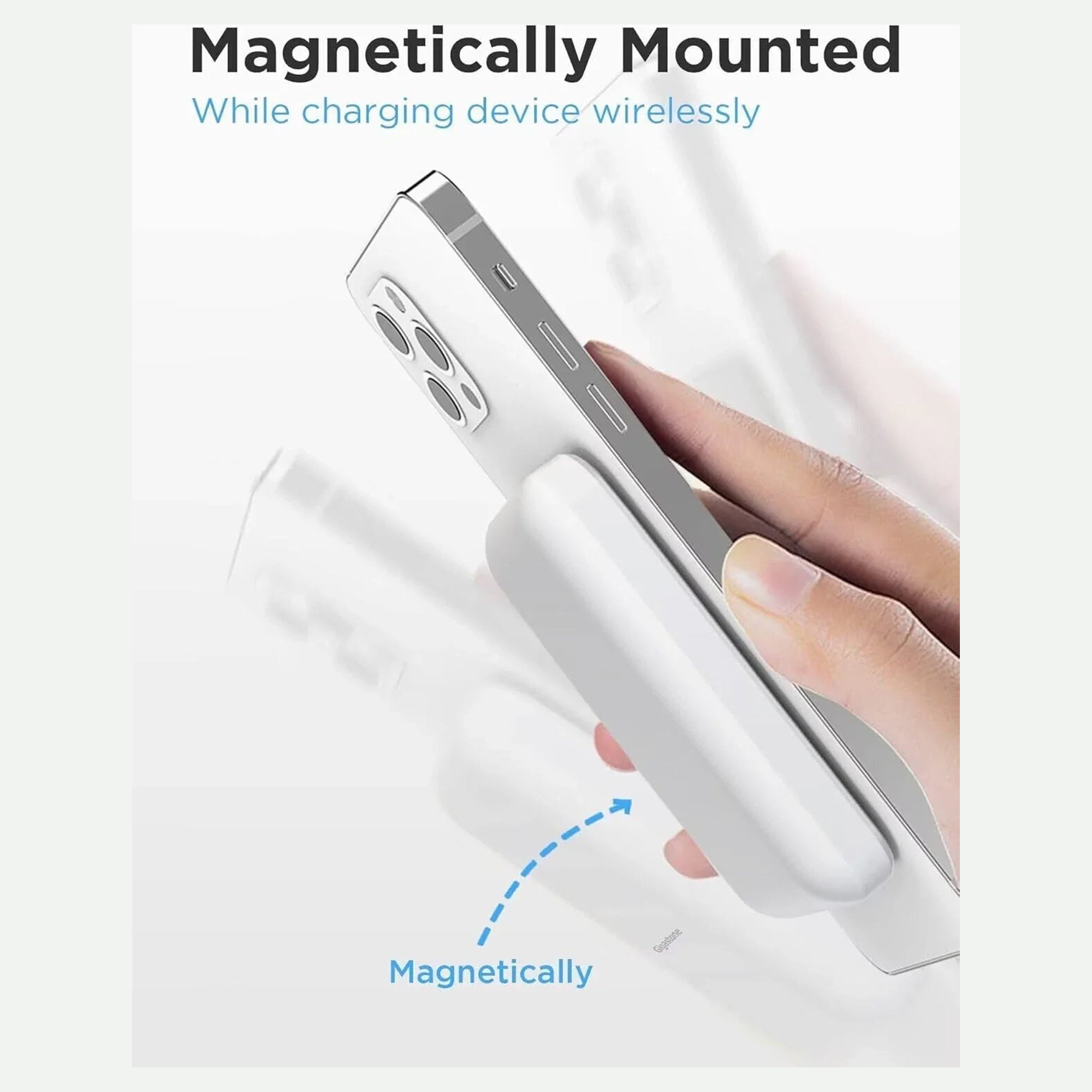 CTRL8 Magnetic Wireless Power Bank highlighting magnetic mounting for seamless wireless charging