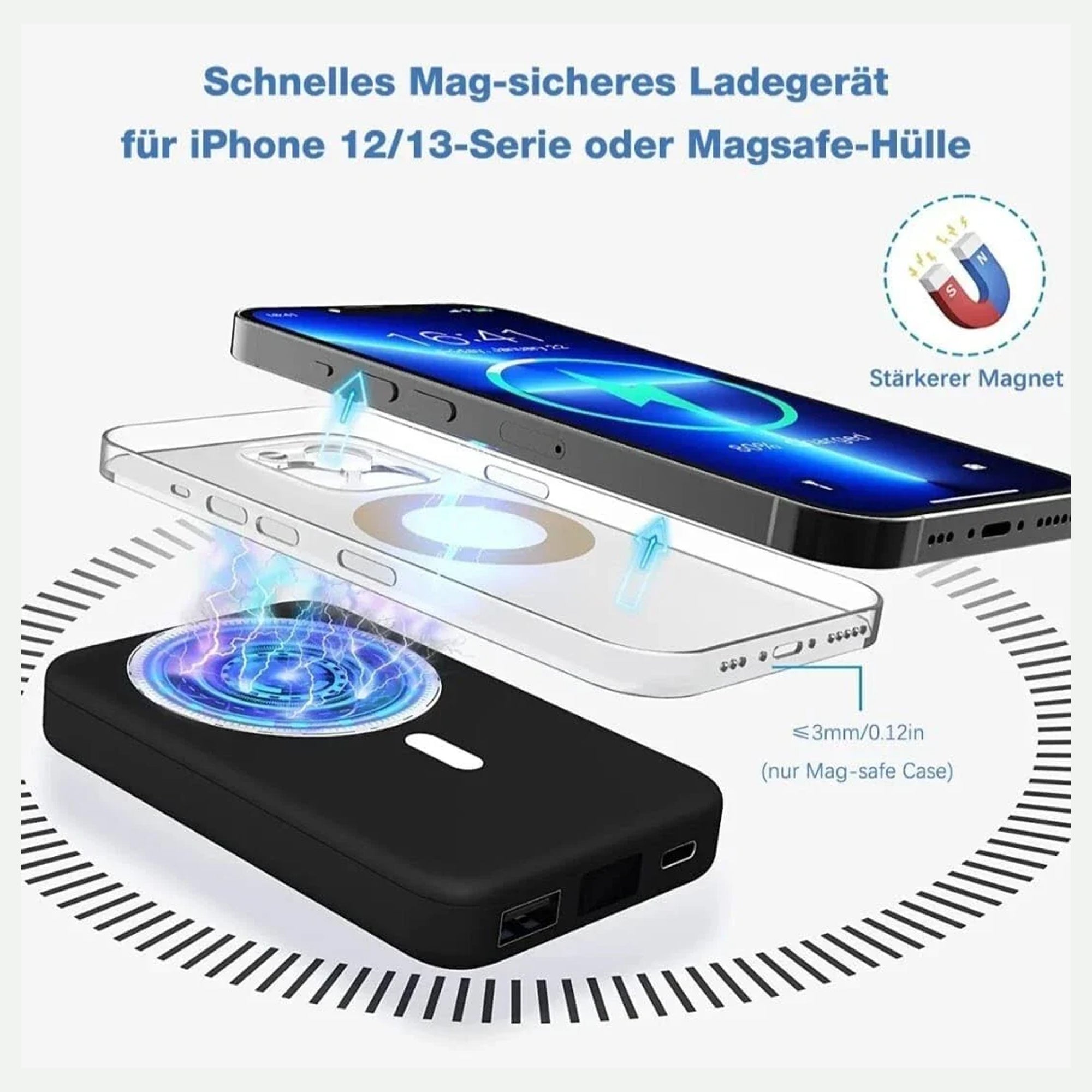 CTRL8 Magnetic Wireless Power Bank showcasing stronger magnet and compatibility with MagSafe cases for iPhone 12/13 series