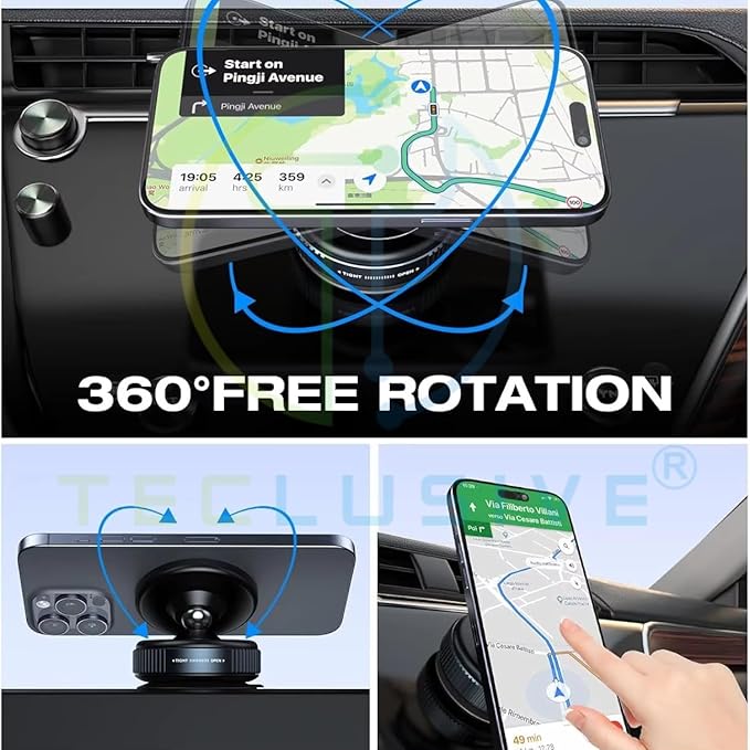 CTRL8 360 Magnetic Mobile Phone Holder featuring 360-degree rotation and vacuum suction for car dashboard use