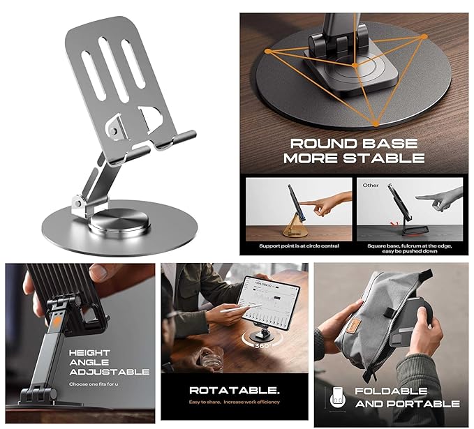 360 Adjustable Aluminium Phone Stand with Anti-Slip Base-UP
