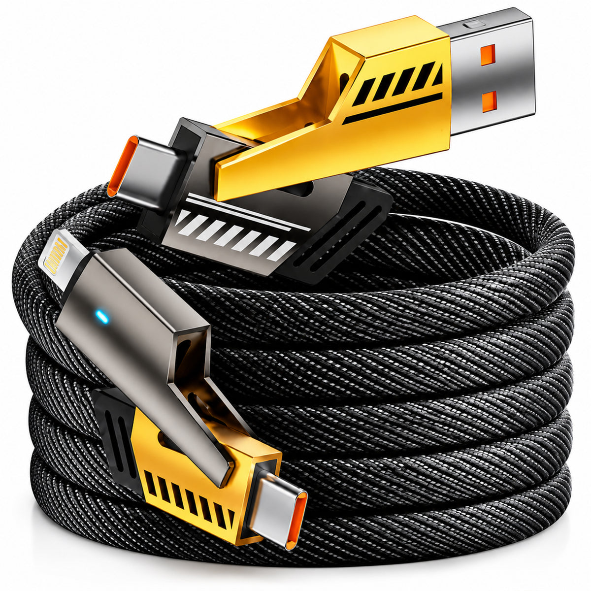 4 in 1 Type C Cable with Gold Plated Ports| Supporting Thunderbolt, Lightning, Type A for All Phones & Laptop-UP