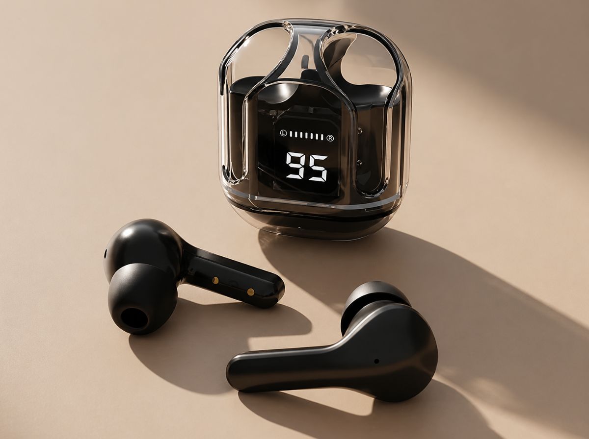 True Wireless Stereo Earphone Wireless in-Ear TWS Earbuds Transpare… - Black