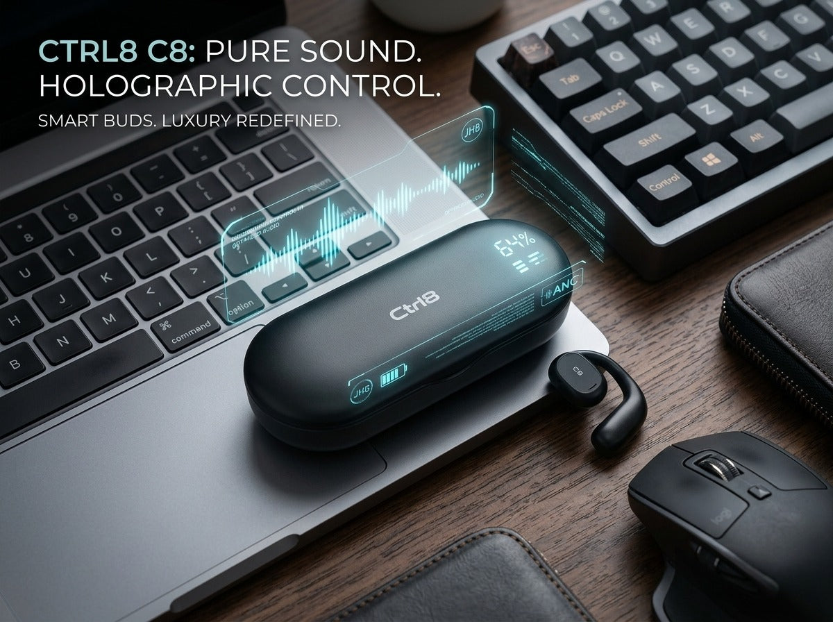Ctrl8 X29 Open Ear Headphones with Digital Display Charging Case-TGC