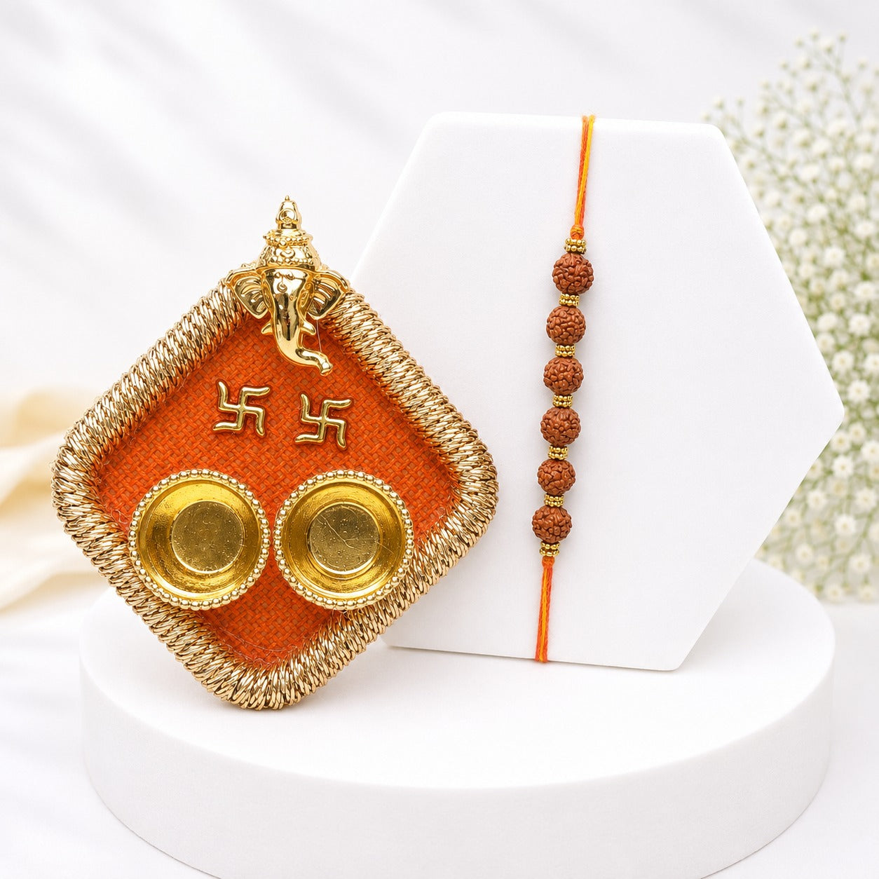 Set of Rakhi Thali and Rudraksh Designer Rakhi for Brother | Premium Raksha Bandhan Special_You